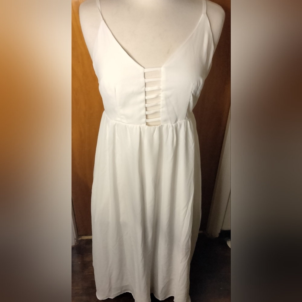 Cupshe Beautiful White Ladder Cut Out White Maxi Dress